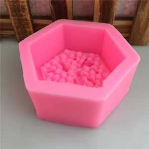 Pink 3D hexagonal honeycomb silicone mold for DIY soap and candles crafting