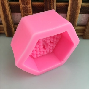 Pink 3D hexagonal honeycomb bee silicone mold for handmade soap and DIY crafts