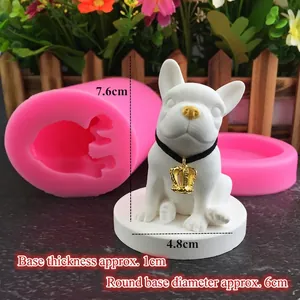 DIY bulldog silicone mold for plaster diffuser and car ornament with base design