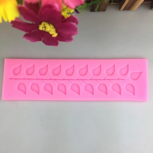 Pink leaf lace pattern silicone mold for DIY fondant cake borders and chocolate decorating