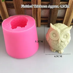 3D owl silicone mold for DIY candles and soaps showing a finished white owl sculpture