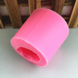 Pink cylindrical 3D owl silicone mold for DIY handmade candles and aromatic soap crafting