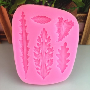 Pink silicone fern leaf mold for fondant cake decorating and DIY baking chocolate