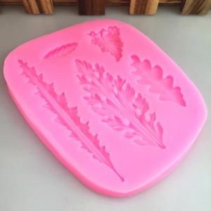 Pink silicone fern leaf fondant mold for chocolate and cake decorating tools