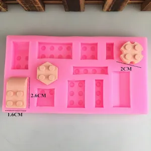 12-cavity building block silicone mold for DIY baking and fondant with 0.6cm thickness