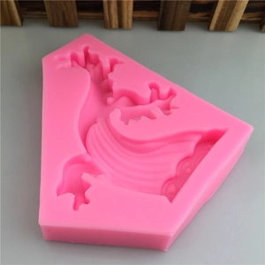 Pink silicone dragon mold for fondant cake decorating and DIY chocolate baking crafts