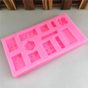 Pink 12-hole silicone building block mold for DIY baking and handmade soap making
