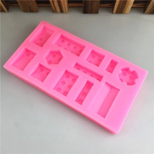 Pink 12-hole silicone mold for DIY brick shaped baking, chocolates and soap making