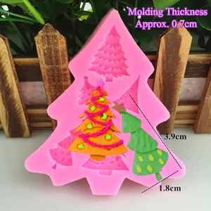 Pink silicone Christmas tree mold for cake baking with 0.7cm thickness detail