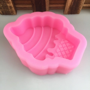 Pink silicone mold for mousse cakes and ice cream shaped chocolate or handmade soap