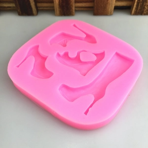 Pink silicone high heel shoe mold for DIY chocolate fondant cake decoration and crafting