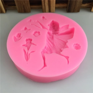 Pink silicone angel and butterfly DIY fondant mold for cake baking and decoration