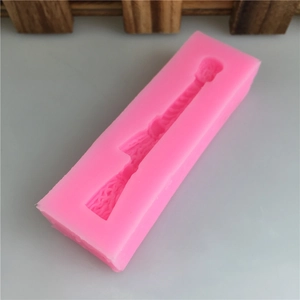 Pink silicone tassel fondant mold with rifle shape for DIY cake decorating and crafts