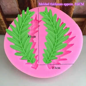 Pink silicone DIY leaf mold for fondant with 5.1cm green leaf shape display