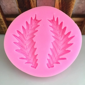 Pink silicone leaf mold for fondant or soap with detailed wheat and foliage texture