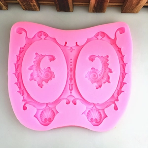 Moule en silicone style baroque pour cadre miroir ovale, idéal pour décor de gâteaux