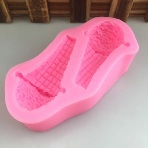 Pink 3D cone ice cream silicone mold for DIY chocolate fondant and baking tools