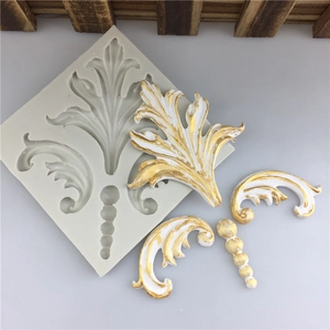 European Relief Totem Acanthus Leaf Silicone Mold For Fondant Cake Border Baroque Style DIY Baking Decoration Tool