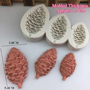 Pinecone silicone fondant mold with three sizes for DIY forest-themed Christmas cakes