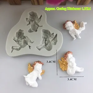 Moule en silicone DIY pour trois anges ailés pour gâteaux fondant et chocolats
