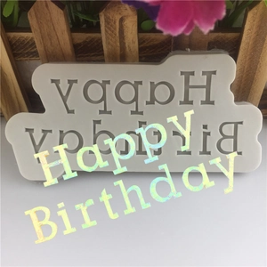 Happy Birthday Letter Silicone Mold For Cake Decoration DIY Fondant Chocolate Candy Crafting Tool Grey Baking Accessories