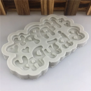 Cloud-shaped silicone Happy Birthday cake mold with heart patterns for DIY fondant baking