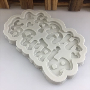 Cloud-shaped Happy Birthday silicone mold with heart patterns for DIY cake decorating