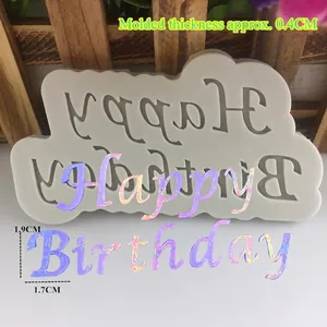Graue Silikonform Happy Birthday für DIY Harztorten und Bastelarbeiten