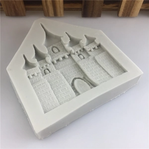 3D castle shaped white silicone mold with detailed fortress architecture for DIY crafts