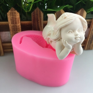 Mermaid Silicone Mold For Handmade Soap Fondant Cake Decoration Baking Tool DIY Resin Plaster Crafting Mold Pink