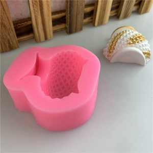 Pink silicone vase mold with pineapple texture for cake decor and clay crafts