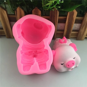 Stampo in silicone a forma di maialino che dorme per torte fondente e sapone fai-da-te