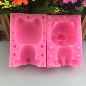 Moule en silicone 3D chien poméranien pour aromathérapie en plâtre et fondant