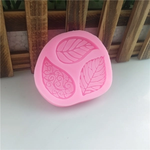 Pink silicone leaf mold for DIY aromatherapy gypsum and fondant cake decorating projects
