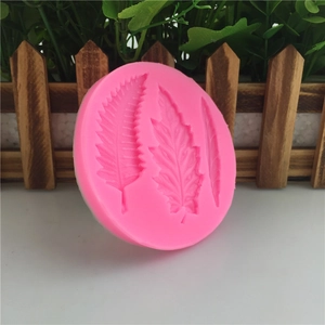 Pink silicone leaf mold for fondant cake decoration and DIY resin handicraft projects