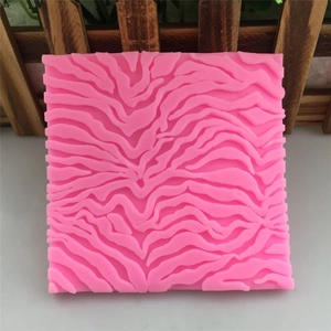 Pink silicone mold with zebra stripe texture for DIY fondant cake and soap making