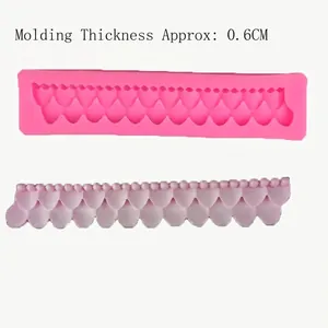 Pink silicone fondant mold with overlapping scale patterns for aromatherapy and cakes