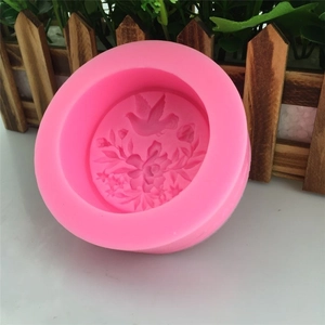 Rosa Silikonform mit Blumen- und Vogelrelief für DIY Mondkuchen und Fondant-Dekoration