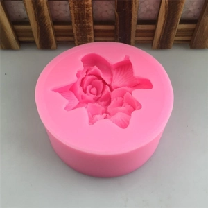 Pink 3D rose silicone mold for DIY fondant cake, soap making, and craft projects