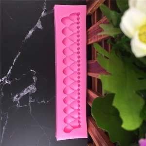 Pink silicone border mold with shell pattern for cake decorating and soap making