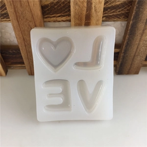 White silicone LOVE heart mold for handmade soap, chocolate, and cake decorating