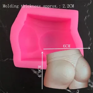 Pink silicone mold for 3D sexy butt shape DIY candles, soap and fondant crafts 6x4.9cm