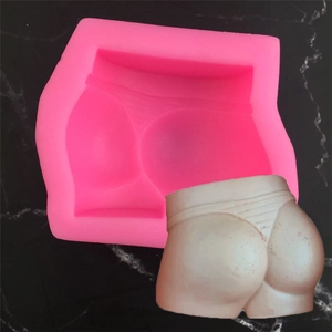 Sexy 3D Buttocks Shape Silicone Mold For DIY Handmade Soap Fondant Cake Decoration Aroma Candle Plaster Craft Pink Silicone Baking Tool