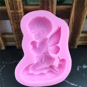 Kneeling angel wings silicone mold for DIY fondant cake decor and handmade soaps