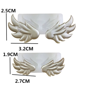 Silicone angel wings fondant mold for cake decorating showing two sizes with dimensions