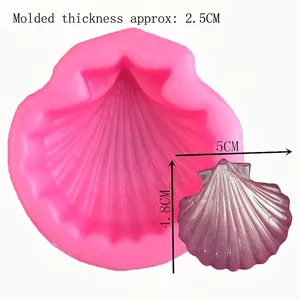 Pink seashell silicone mold for DIY fondant cake decoration with 5cm shell dimensions
