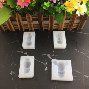 Set of 4 DIY silicone molds with various cactus and succulent shapes for cake decor