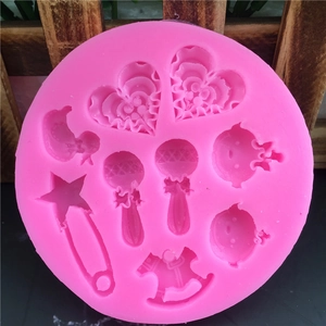 Roze ronde siliconen mal voor cartoon fondant taart decoratie en DIY knutselen