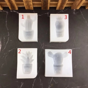 Set of 4 DIY silicone cactus succulent molds for fondant and candle crafts