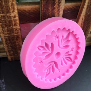 Pink lotus flower round silicone mold for handmade soap, fondant and cake decoration
